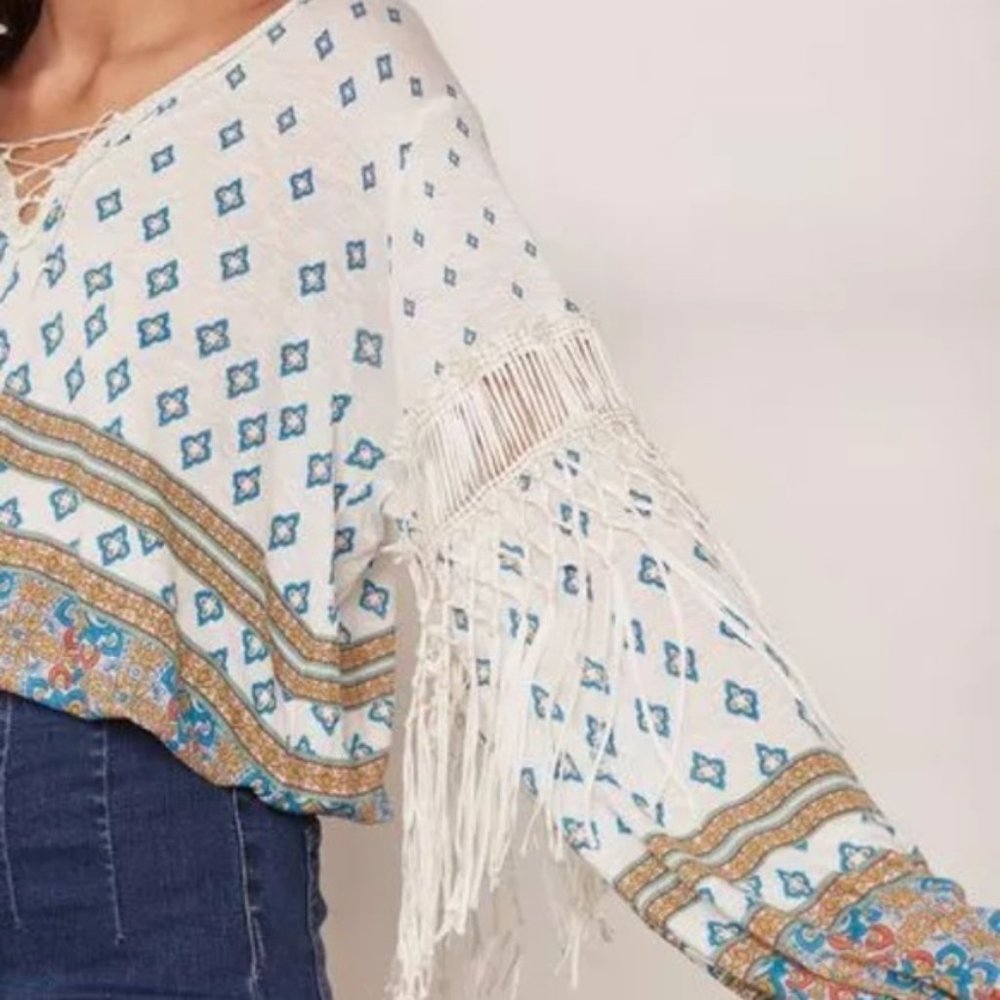 Free People Macrame Vibe Tassel Top - Picture 2 of 7